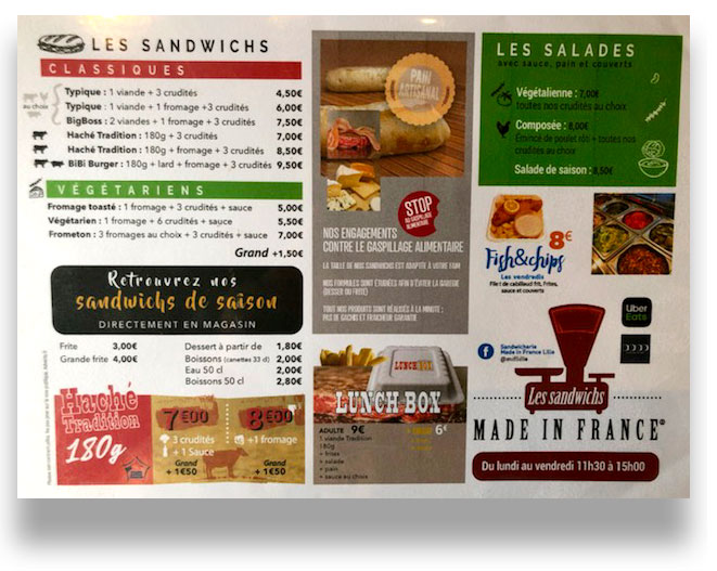 Carte menus simplifiée